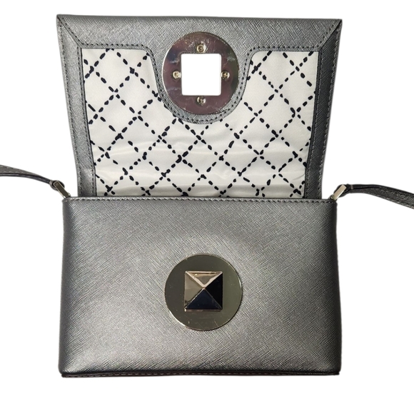 kate spade New York | Newberry Lane Sally Leather Crossbody | Metallic Silver - Picture 10 of 16